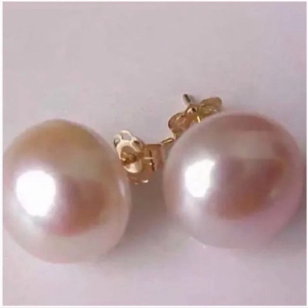 8-9mm 14K Yellow Gold Plated Natural South Sea Pearl Stud Earrings